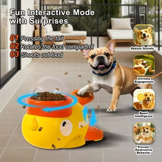 Yellow Duck-Shaped Interactive Cat Treat Dispenser Durable Plastic Training Pet Toy Puzzle Slow Feeder Dog Entertainment Toys