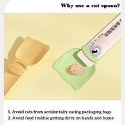 Cat Food Strip Squeezer Spoon Long Handle Cat Strip Feeder Meat Mud Cat Stripe Squeezer For Pet Cat's Food Supplies