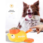 Yellow Duck-Shaped Interactive Cat Treat Dispenser Durable Plastic Training Pet Toy Puzzle Slow Feeder Dog Entertainment Toys