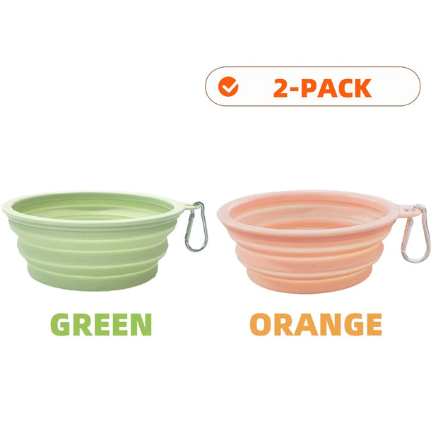PAWSHIELD NATURAL™ Collapsible Travel Pet Bowls (2pcs) — Eat & Drink Anywhere