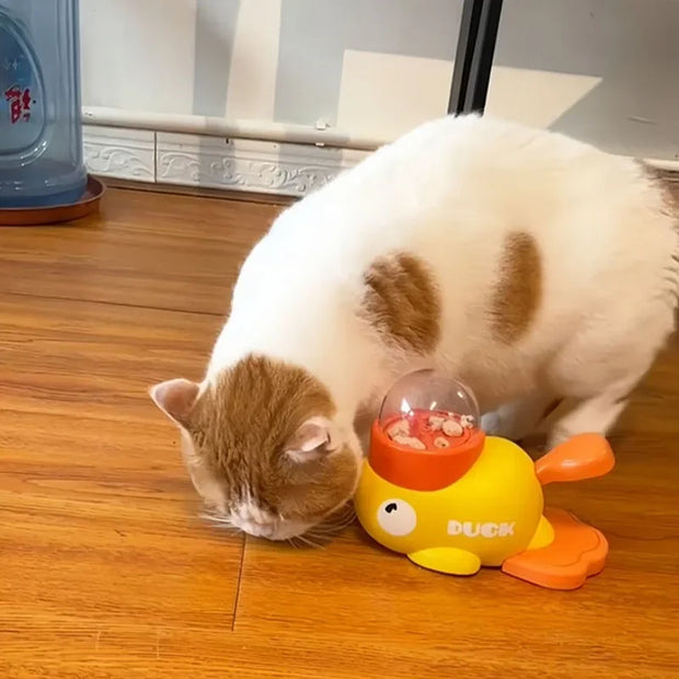 Yellow Duck-Shaped Interactive Cat Treat Dispenser Durable Plastic Training Pet Toy Puzzle Slow Feeder Dog Entertainment Toys