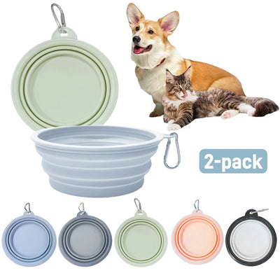 PAWSHIELD NATURAL™ Collapsible Travel Pet Bowls (2pcs) — Eat & Drink Anywhere