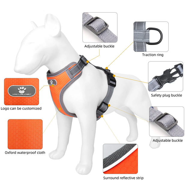 PAWSHIELD NATURAL™ Reflective Oxford Dog Harness — Rainproof Comfort &amp; Secure Control