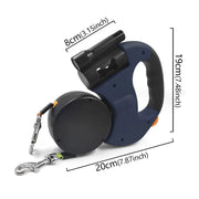 3in1 Double Head Automatic retractable Dog leash Flashlight Poop Bag Dispenser Reflective Pet Cat Extendable Puppy Traction Rope