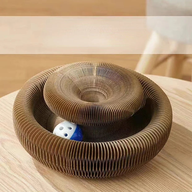 Magic Organ Cat Scratch Board Cat Toy With Bell Ball Round Corrugated Scratching Post Toys for Cats Grinding Claw Cat Scratcher