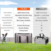 Airline Approved Pet Carrier with Wheels, Expandable Rolling Cat Dog Carrier for Medium Dogs and Cats Under 25LBS, Pet Travel