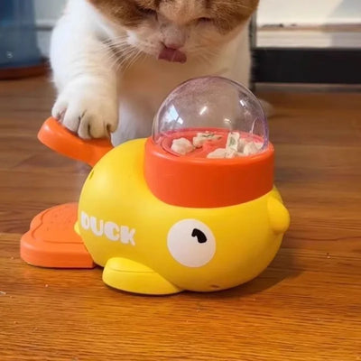 Yellow Duck-Shaped Interactive Cat Treat Dispenser Durable Plastic Training Pet Toy Puzzle Slow Feeder Dog Entertainment Toys