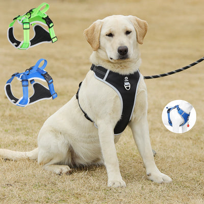 PAWSHIELD NATURAL™ Reflective Mesh Dog Harness & Leash Set — Breathable Comfort & Secure Control