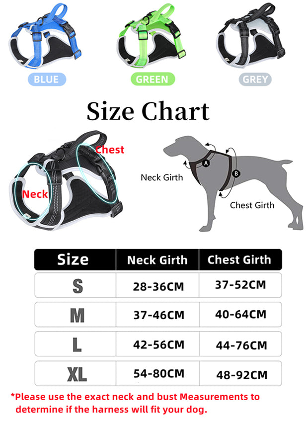 PAWSHIELD NATURAL™ Reflective Mesh Dog Harness & Leash Set — Breathable Comfort & Secure Control