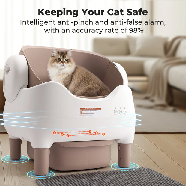 Self Cleaning Litter Box, Automatic Cat Litter Box with APP Control, Odor-Free  Large Waste Bin, Open-Top for Multi Cats