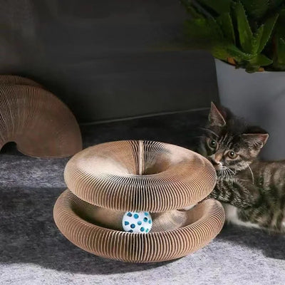 Magic Organ Cat Scratch Board Cat Toy With Bell Ball Round Corrugated Scratching Post Toys for Cats Grinding Claw Cat Scratcher