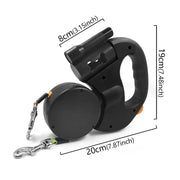 3in1 Double Head Automatic retractable Dog leash Flashlight Poop Bag Dispenser Reflective Pet Cat Extendable Puppy Traction Rope