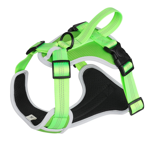 PAWSHIELD NATURAL™ Reflective Mesh Dog Harness & Leash Set — Breathable Comfort & Secure Control