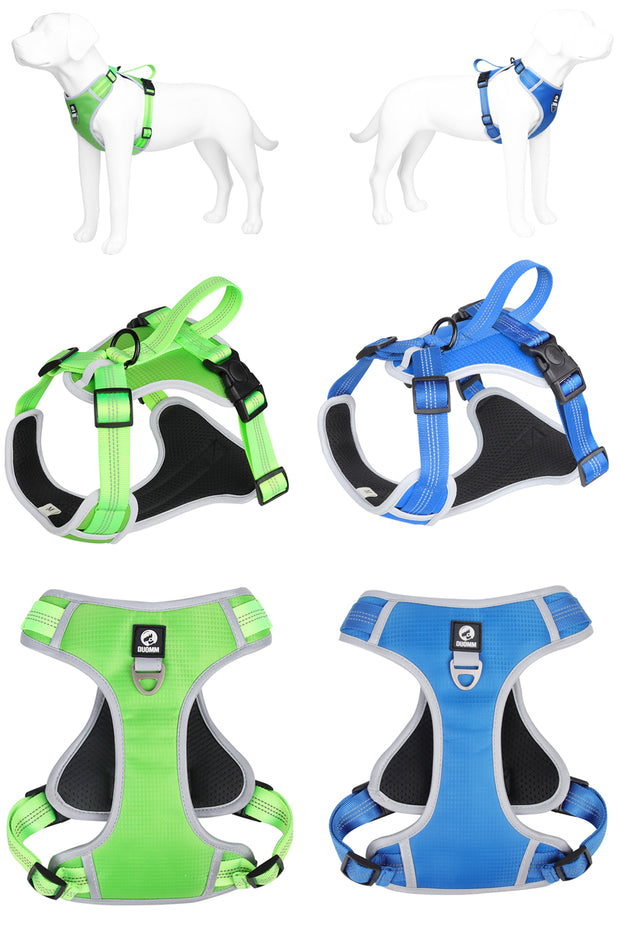 PAWSHIELD NATURAL™ Reflective Mesh Dog Harness & Leash Set — Breathable Comfort & Secure Control