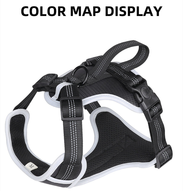 PAWSHIELD NATURAL™ Reflective Mesh Dog Harness & Leash Set — Breathable Comfort & Secure Control