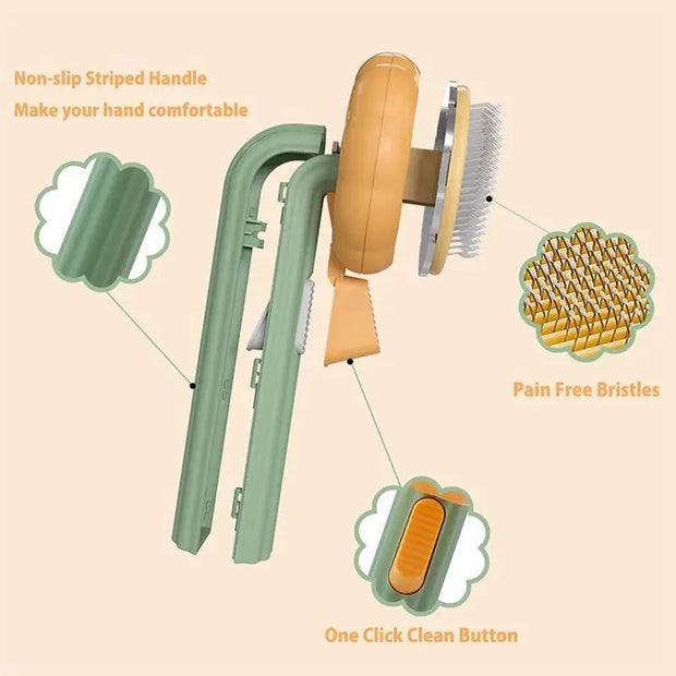 PAWSHIELD NATURAL™ Self-Cleaning Slicker Brush — Quick & Gentle Fur Removal