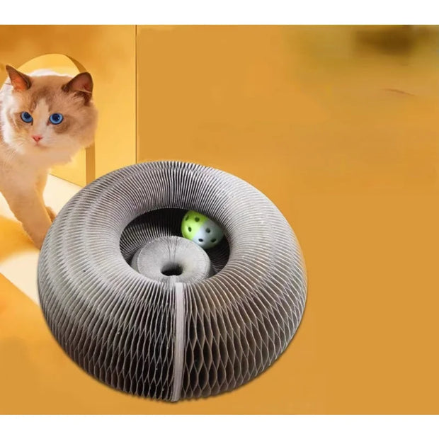Magic Organ Cat Scratch Board Cat Toy With Bell Ball Round Corrugated Scratching Post Toys for Cats Grinding Claw Cat Scratcher