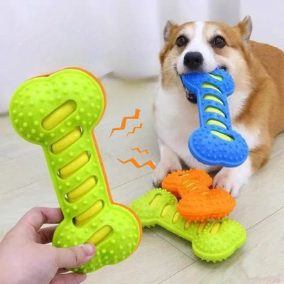 PAWSHIELD NATURAL™ Rubber Bone Chew Toy — Durable, Squeaky & Fun