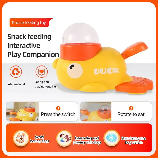 Yellow Duck-Shaped Interactive Cat Treat Dispenser Durable Plastic Training Pet Toy Puzzle Slow Feeder Dog Entertainment Toys
