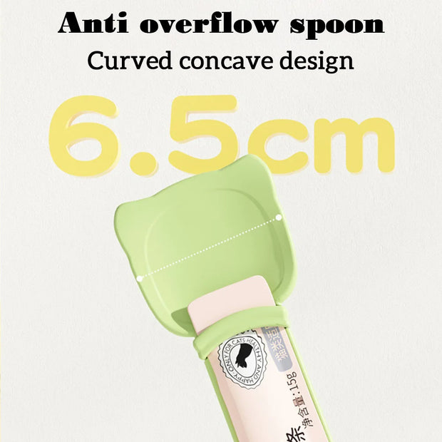Cat Food Strip Squeezer Spoon Long Handle Cat Strip Feeder Meat Mud Cat Stripe Squeezer For Pet Cat's Food Supplies