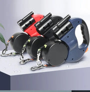 3in1 Double Head Automatic retractable Dog leash Flashlight Poop Bag Dispenser Reflective Pet Cat Extendable Puppy Traction Rope