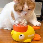 Yellow Duck-Shaped Interactive Cat Treat Dispenser Durable Plastic Training Pet Toy Puzzle Slow Feeder Dog Entertainment Toys
