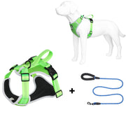 PAWSHIELD NATURAL™ Reflective Mesh Dog Harness & Leash Set — Breathable Comfort & Secure Control