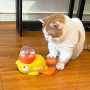 Yellow Duck-Shaped Interactive Cat Treat Dispenser Durable Plastic Training Pet Toy Puzzle Slow Feeder Dog Entertainment Toys