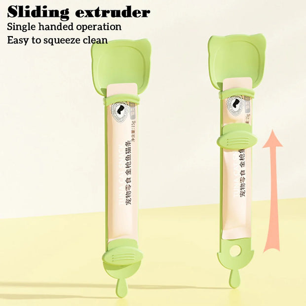 Cat Food Strip Squeezer Spoon Long Handle Cat Strip Feeder Meat Mud Cat Stripe Squeezer For Pet Cat's Food Supplies
