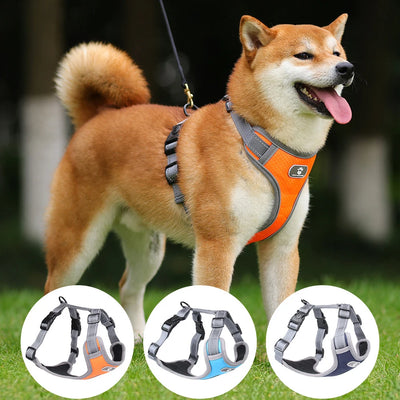 PAWSHIELD NATURAL™ Reflective Oxford Dog Harness — Rainproof Comfort &amp; Secure Control