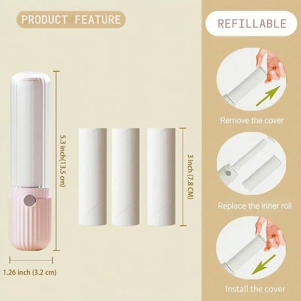1Pc Portable Lint Roller Strong Sticky Refillable Lint Roller Lint Roller Replacement Head Suitable For Clothes Bedding Pet Hair